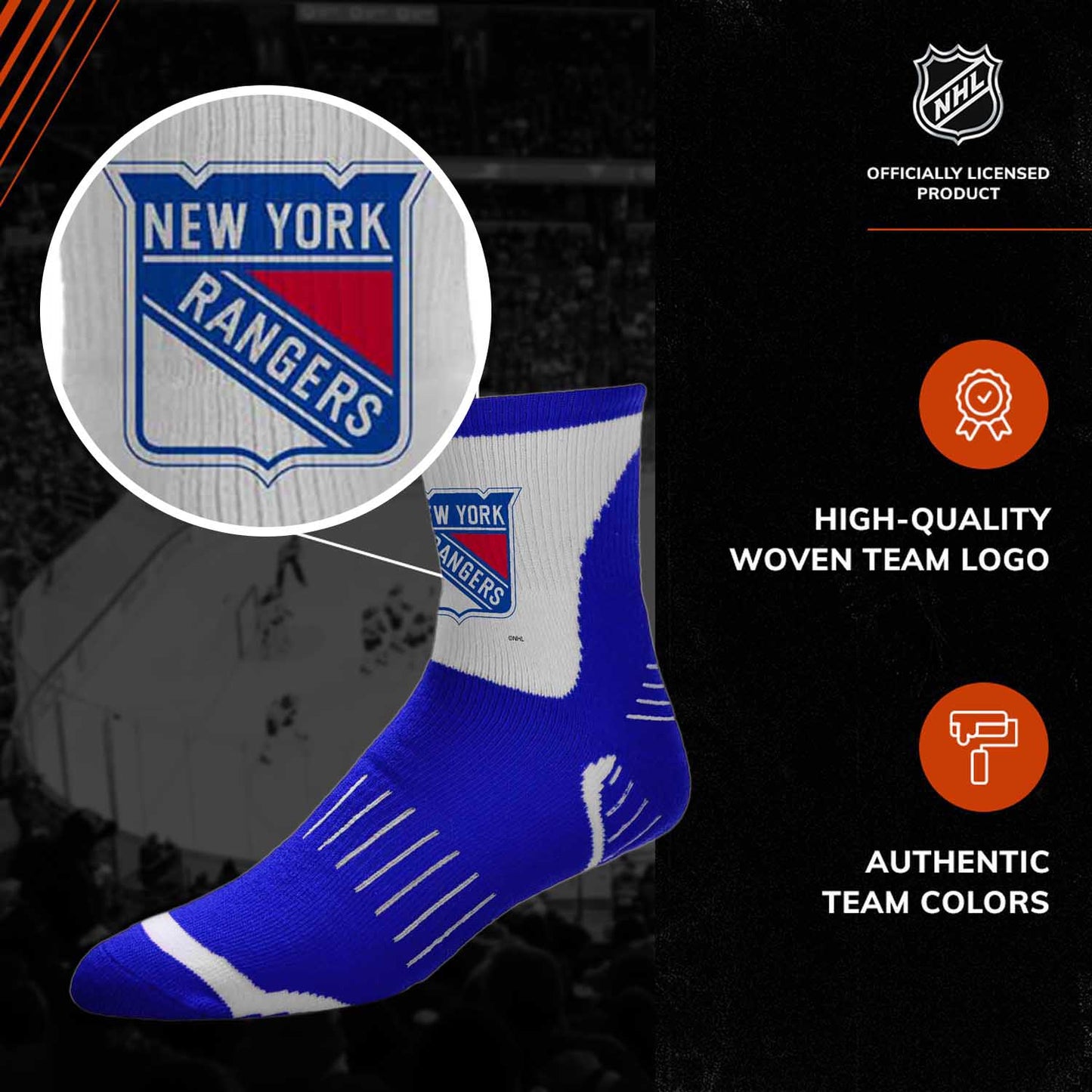 New York Rangers NHL Youth Surge Socks - Royal