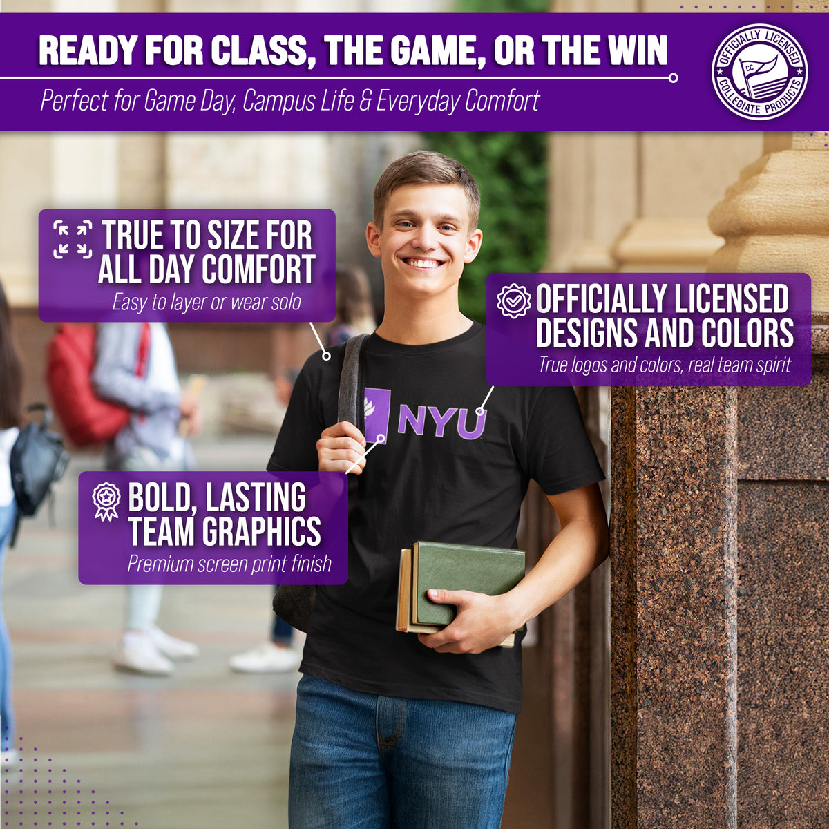 NYU Violets Gameday Cotton T-Shirt for Men and Women