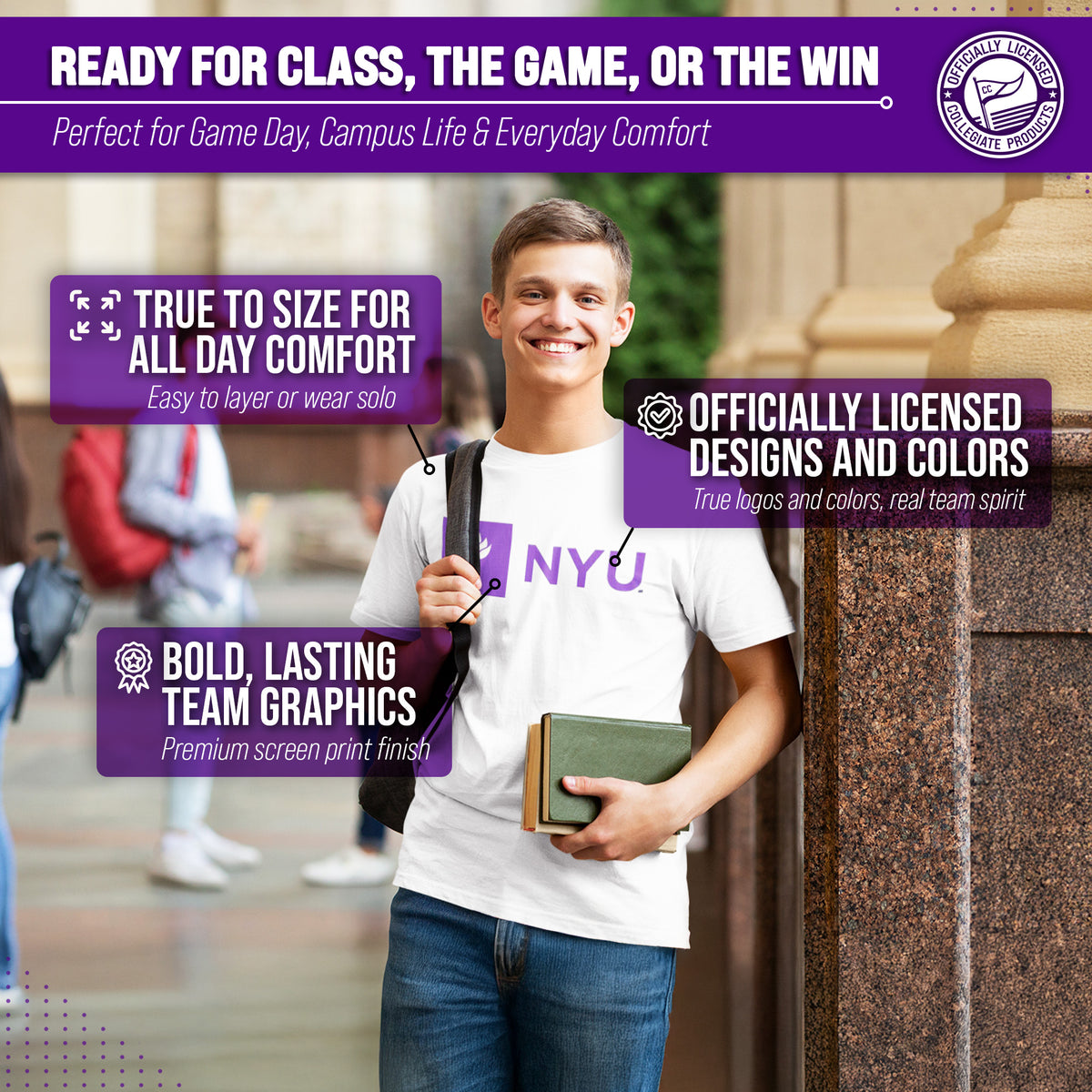 NYU Violets Gameday Cotton T-Shirt for Men and Women