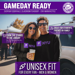 NYU Violets Campus Colors Adult Arch & Logo Soft Style Gameday Crewneck Sweatshirt  - Black