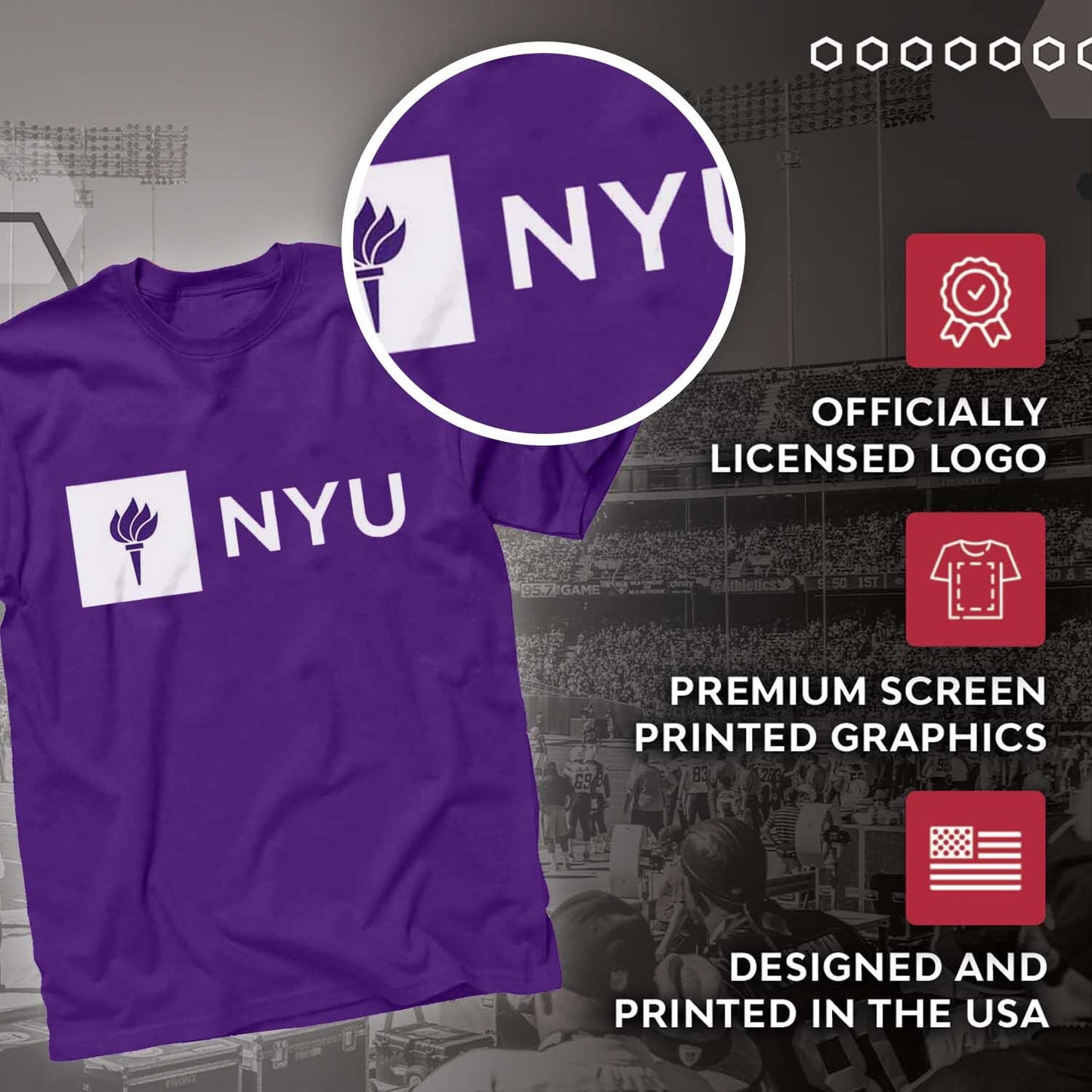 NYU Violets Campus Colors NCAA  Adult Gameday Cotton T-Shirt - Purple