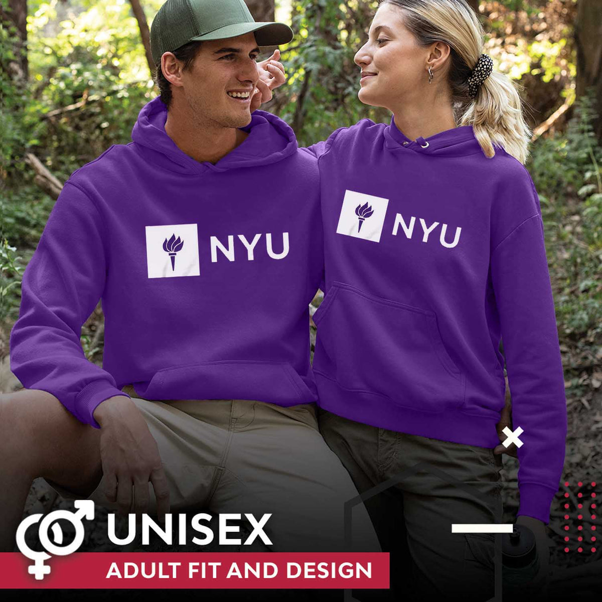 NYU Violets  Adult Just Logo Hooded Sweatshirt - Purple