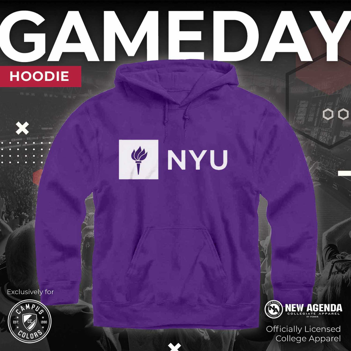 NYU Violets  Adult Just Logo Hooded Sweatshirt - Purple