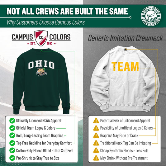 Ohio Bobcats Adult Arch & Logo Soft Style Gameday Crewneck Sweatshirt - Green