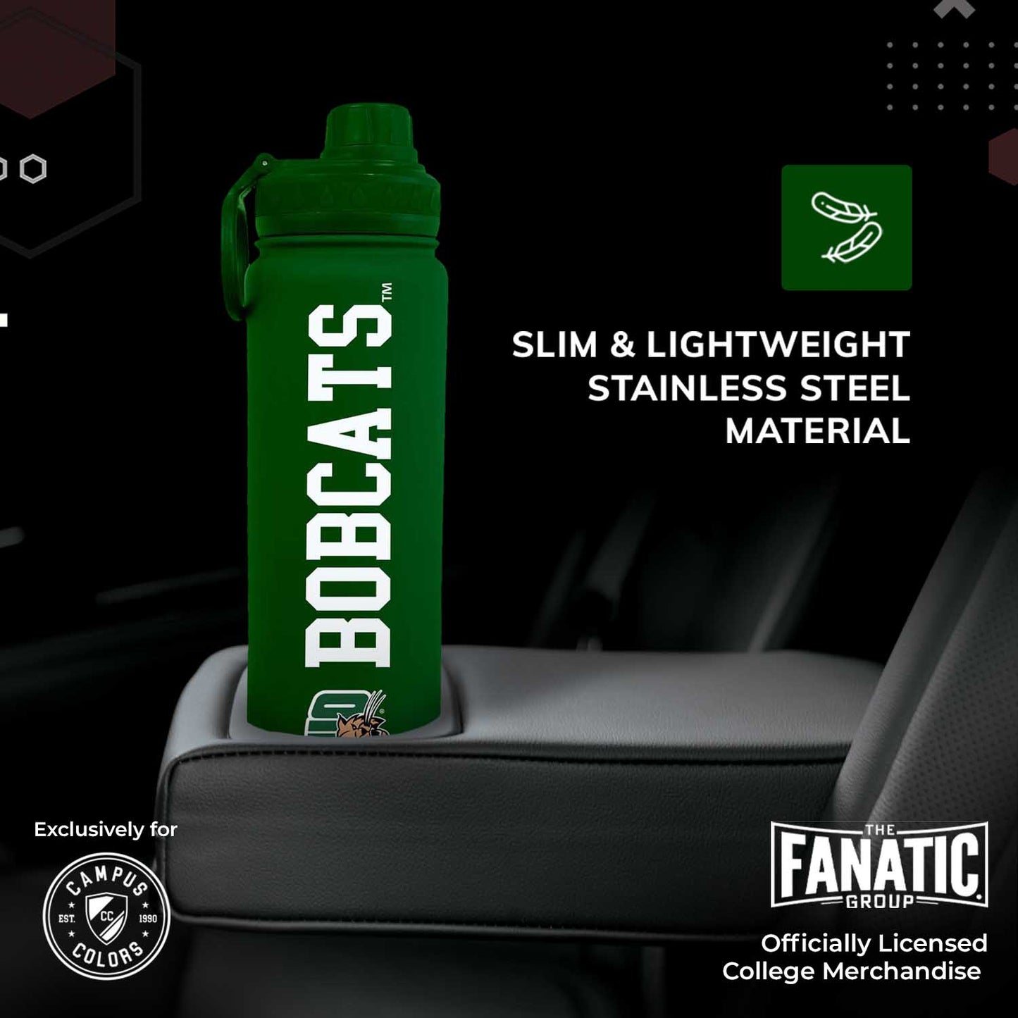 Ohio Bobcats NCAA Stainless Steel Water Bottle - Green