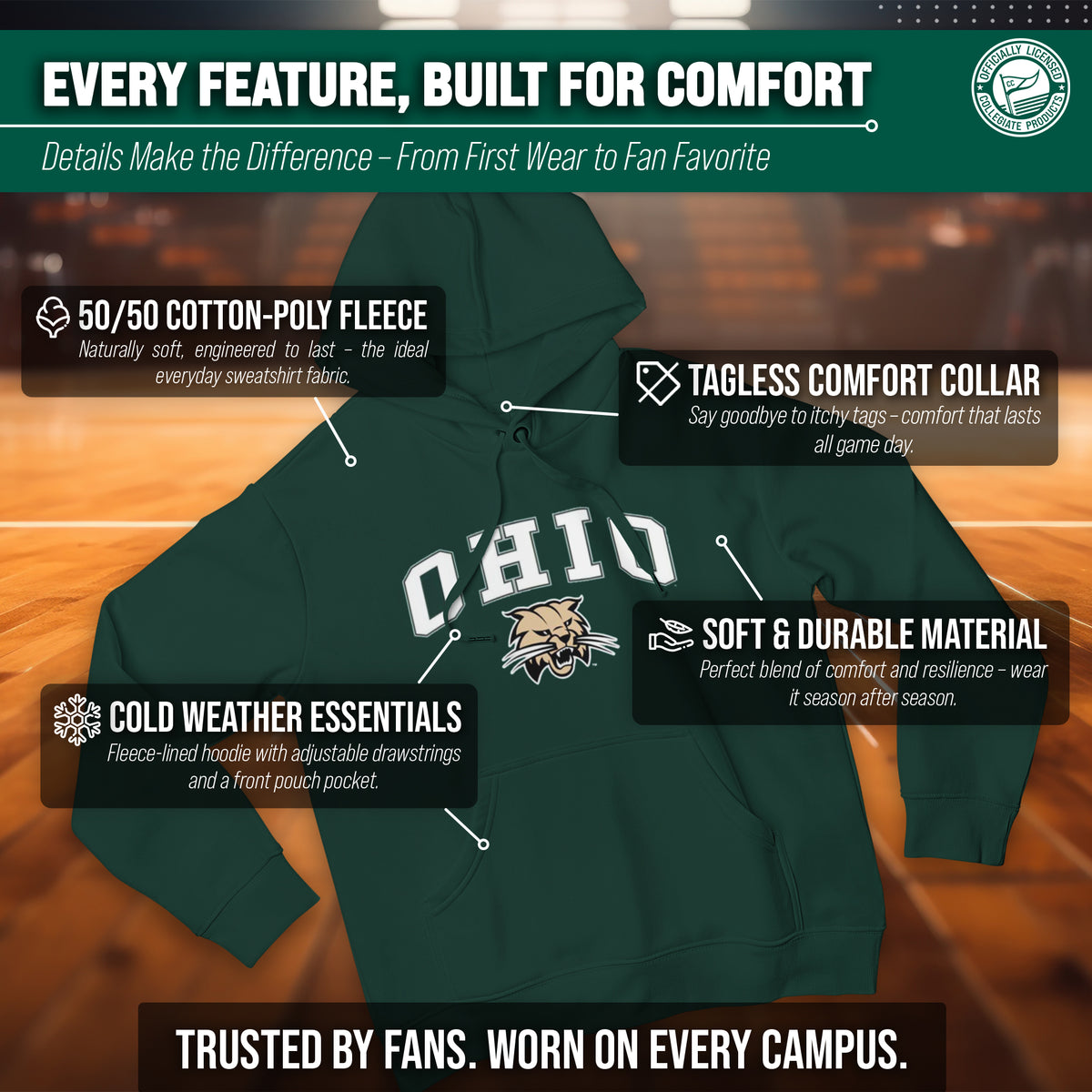 OHIO Arch & Logo Gameday Hoodie - Green