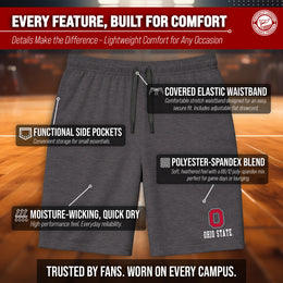Ohio State Buckeyes NCAA Men’s University Athletic Performance Shorts - Black Heather