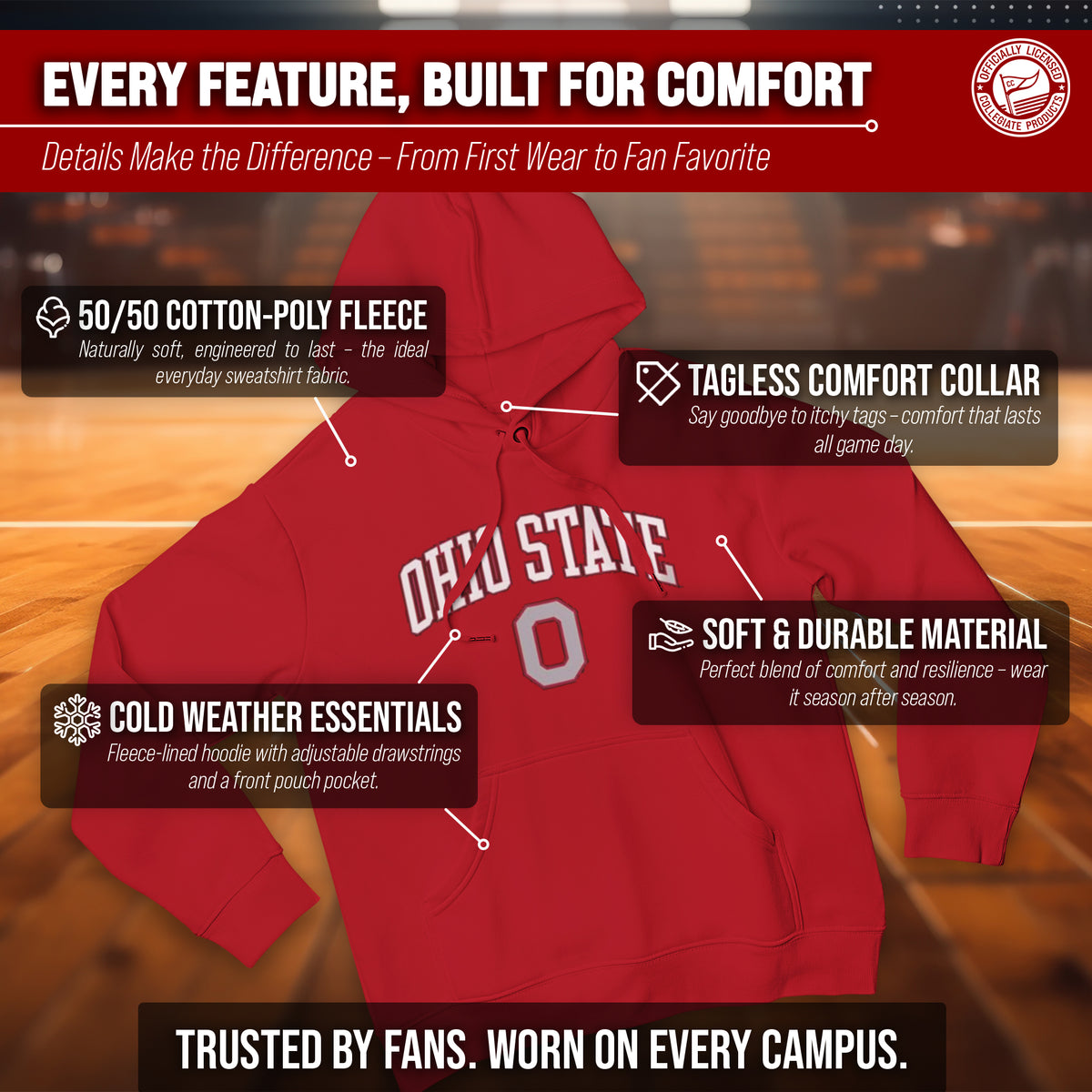 OHST Arch & Logo Gameday Hoodie - Red