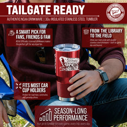 Oklahoma Sooners NCAA University 30oz Stainless Steel Vacuum Insulated Game Day Tumbler with Silicone Grip - Cardinal