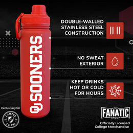 Oklahoma Sooners NCAA Stainless Steel Water Bottle - Crimson