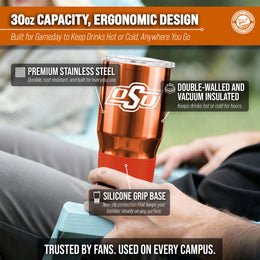 Oklahoma State Cowboys NCAA University 30oz Stainless Steel Vacuum Insulated Game Day Tumbler with Silicone Grip - Orange