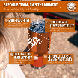 Oklahoma State Cowboys NCAA University 30oz Stainless Steel Vacuum Insulated Game Day Tumbler with Silicone Grip - Orange