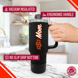 Oklahoma State Cowboys Collegiate 40oz Stainless Steel Travel Tumbler with Handle for Mom - Black