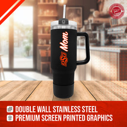 Oklahoma State Cowboys Collegiate 40oz Stainless Steel Travel Tumbler with Handle for Mom - Black