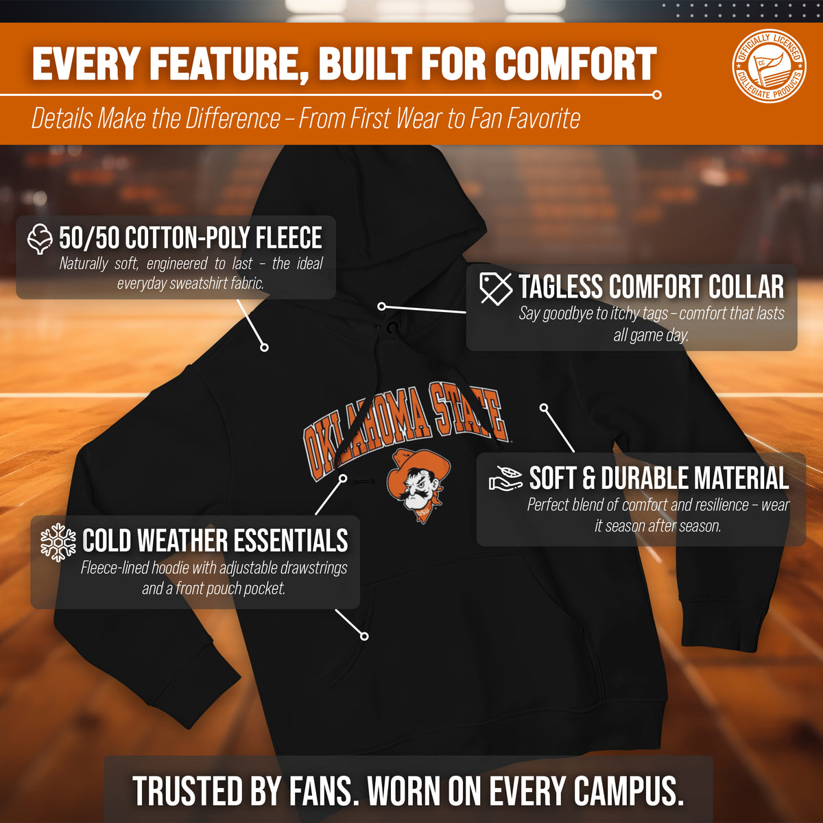 OKST Arch & Logo Gameday Hoodie - Black