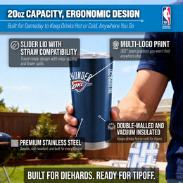 Oklahoma City Thunder NBA Basketball 20oz Stainless Steel Vacuum Insulated Game Day Tumbler with Silicone Grip - Navy