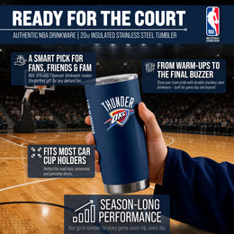 Oklahoma City Thunder NBA Basketball 20oz Stainless Steel Vacuum Insulated Game Day Tumbler with Silicone Grip - Navy