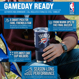 Oklahoma City Thunder NBA Basketball 30oz Stainless Steel Vacuum Insulated Game Day Tumbler with Silicone Grip - Navy