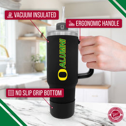 Oregon Ducks Collegiate 40oz Stainless Steel Travel Tumbler with Handle for Alumni - Black