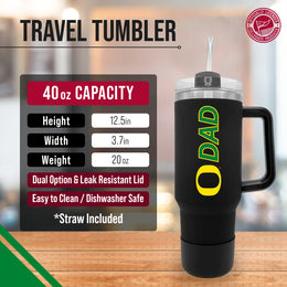 Oregon Ducks Collegiate 40oz Stainless Steel Travel Tumbler with Handle for Dad - Black