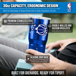Orlando Magic NBA Basketball 30oz Stainless Steel Vacuum Insulated Game Day Tumbler with Silicone Grip - Royal