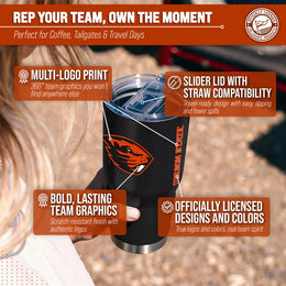 Oregon State Beavers NCAA University 30oz Stainless Steel Vacuum Insulated Game Day Tumbler with Silicone Grip - Black