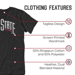 Ohio State Buckeyes Campus Colors NCAA Adult Cotton Blend Charcoal Tagless T-Shirt - Charcoal