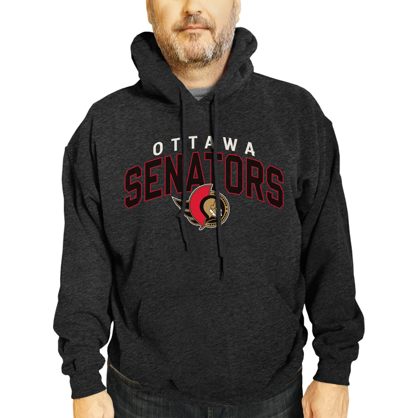 Ottawa Senators NHL Adult Unisex Powerplay Hooded Sweatshirt - Black Heather
