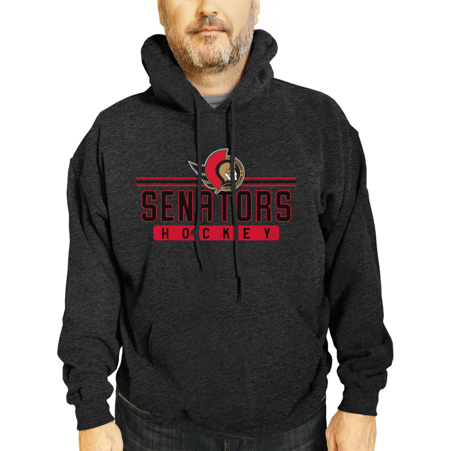 Ottawa Senators NHL Adult Heather Charcoal True Fan Hooded Sweatshirt Unisex - Charcoal