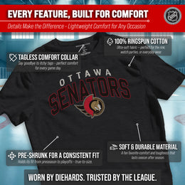 Ottawa Senators NHL Adult Powerplay Heathered Unisex T-Shirt - Black Heather