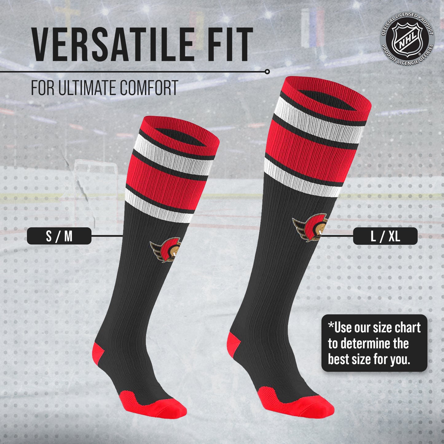 Ottawa Senators NHL Adult Knee High-Performance Socks - Black