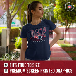 New England Patriots NFL Womens Overtime Blueprint Tag-Less T-Shirt - Navy