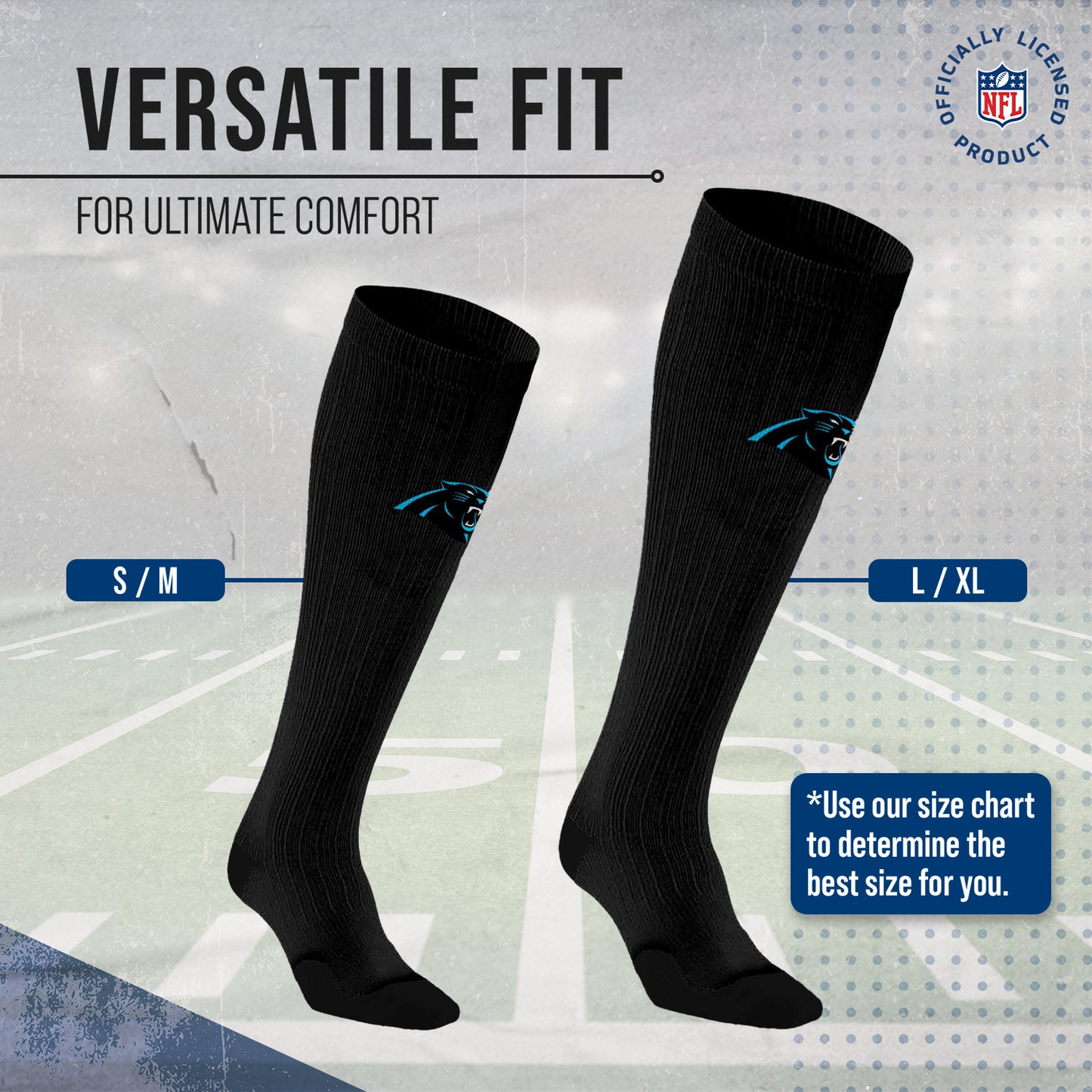 Carolina Panthers NFL Adult Knee High-Performance Socks - Black