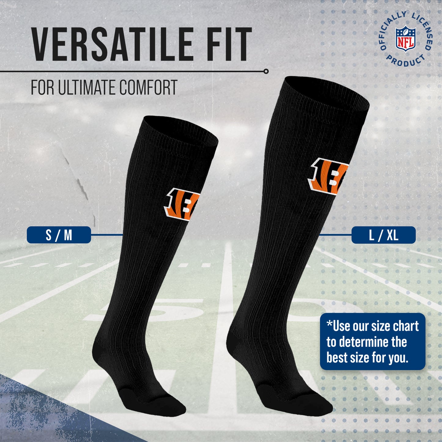 Cincinnati Bengals NFL Adult Knee High-Performance Socks - Black