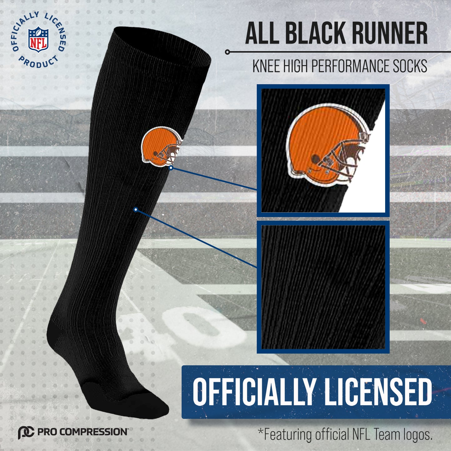 Cleveland Browns NFL Adult Knee High-Performance Socks - Black