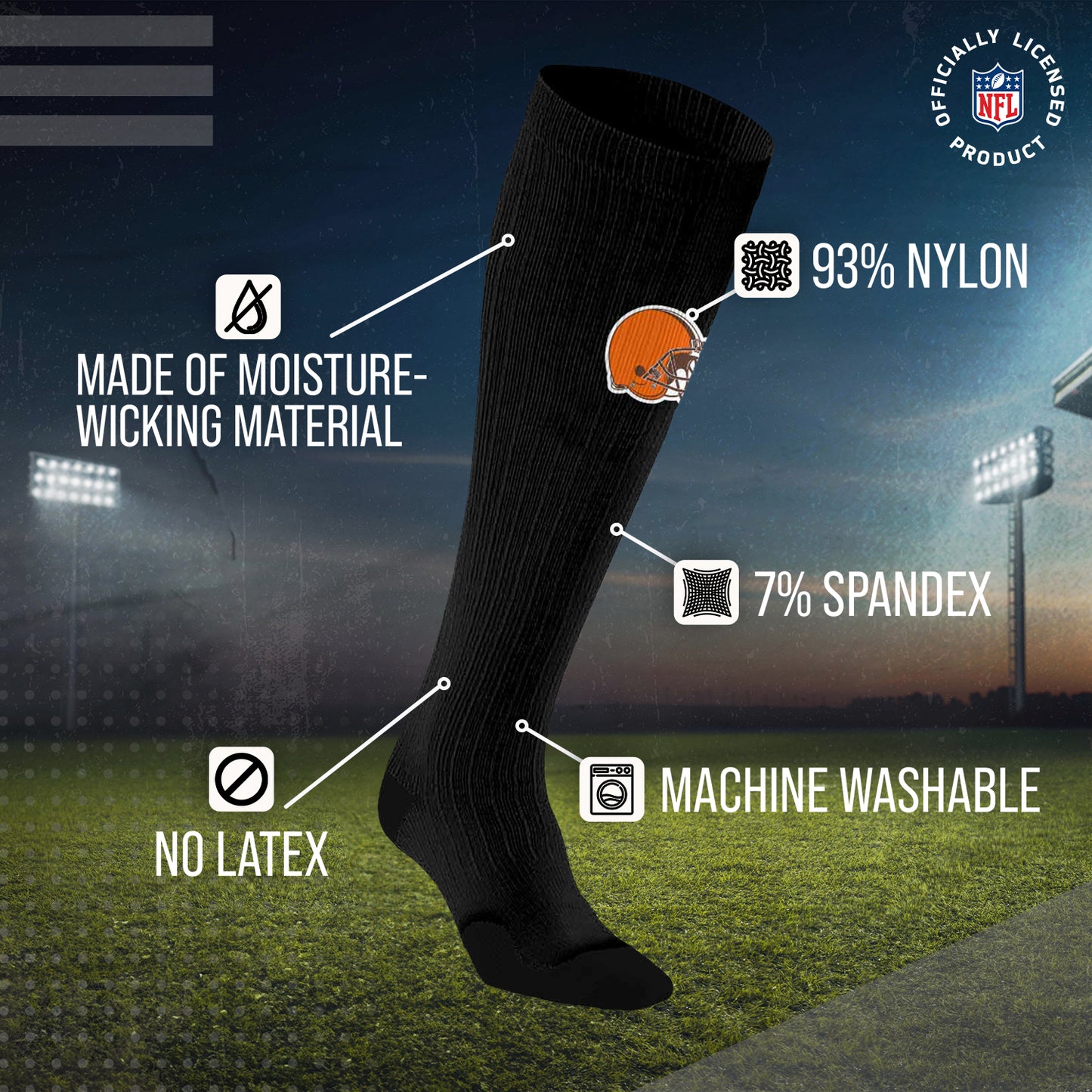 Cleveland Browns NFL Adult Knee High-Performance Socks - Black
