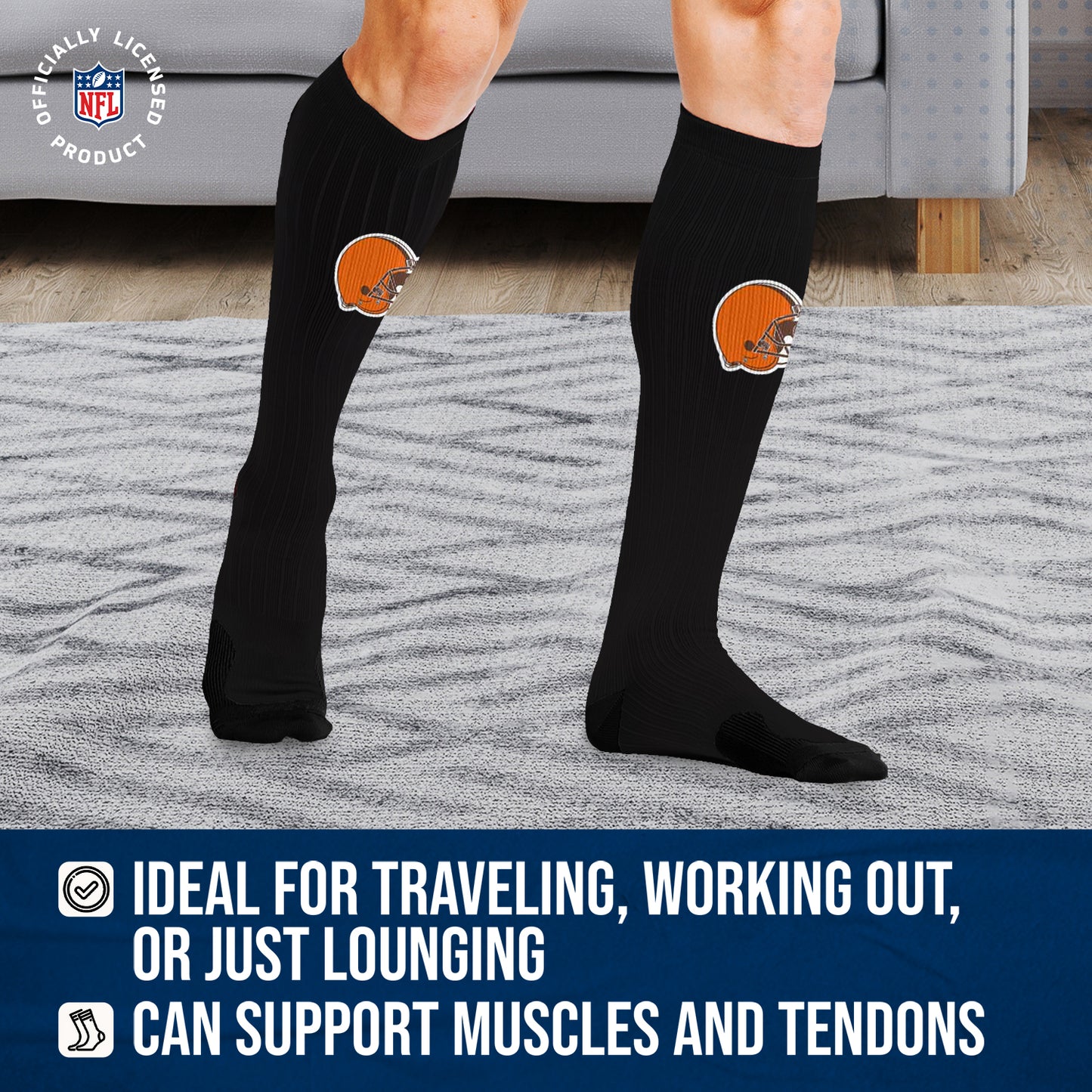 Cleveland Browns NFL Adult Knee High-Performance Socks - Black