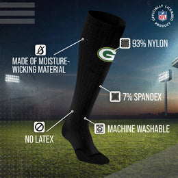 Green Bay Packers NFL Adult Knee High-Performance Socks - Black