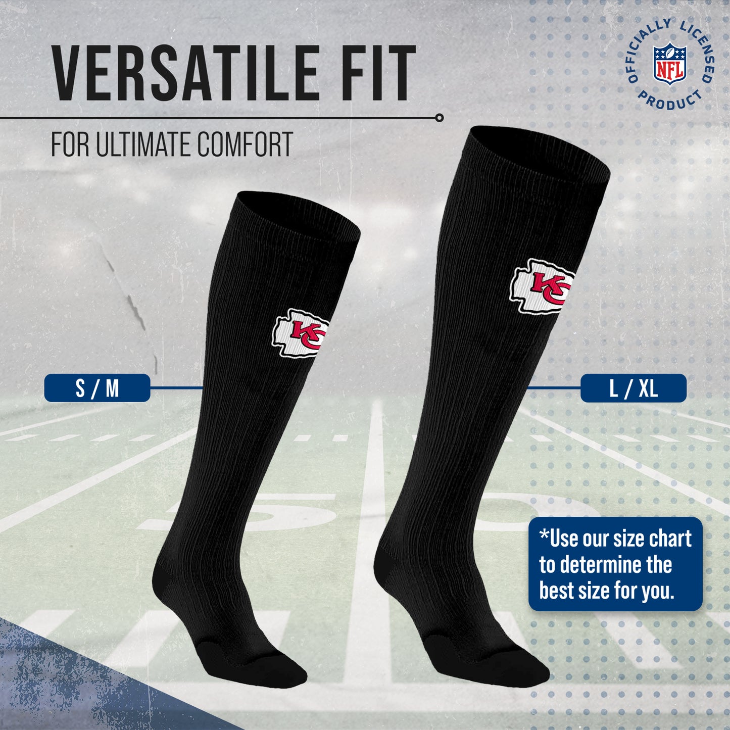 Kansas City Chiefs NFL Adult Knee High-Performance Socks - Black