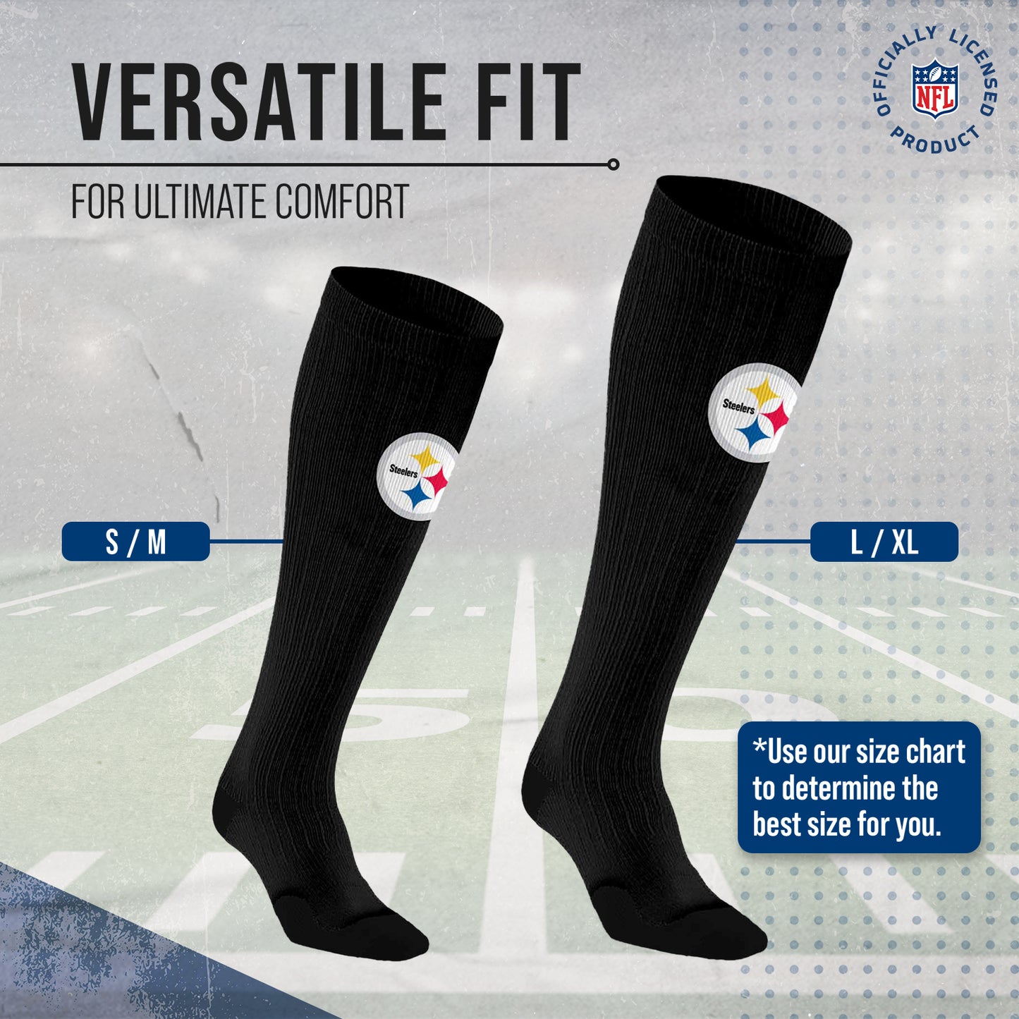 Pittsburgh Steelers NFL Adult Knee High-Performance Socks - Black