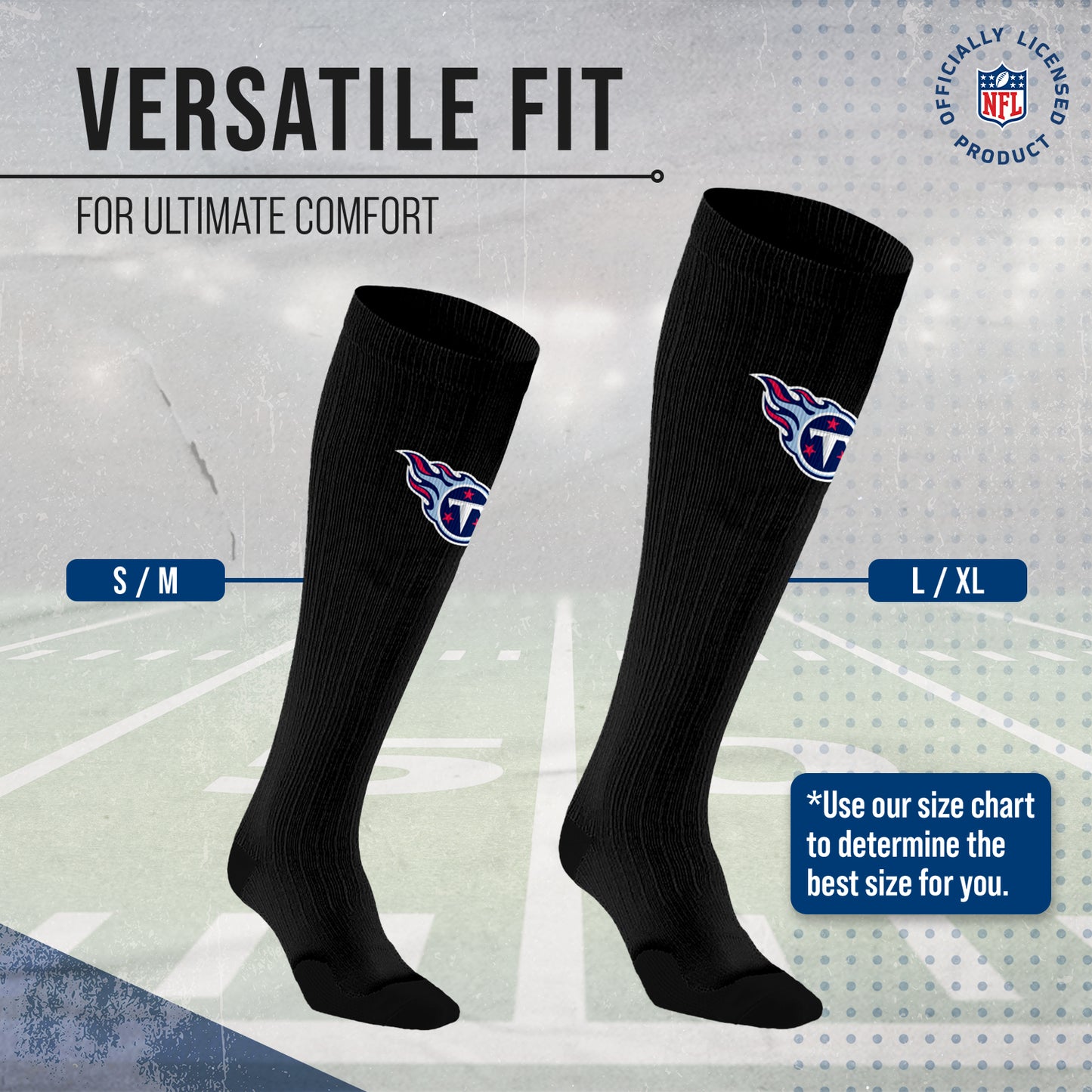 Tennessee Titans NFL Adult Knee High-Performance Socks - Black