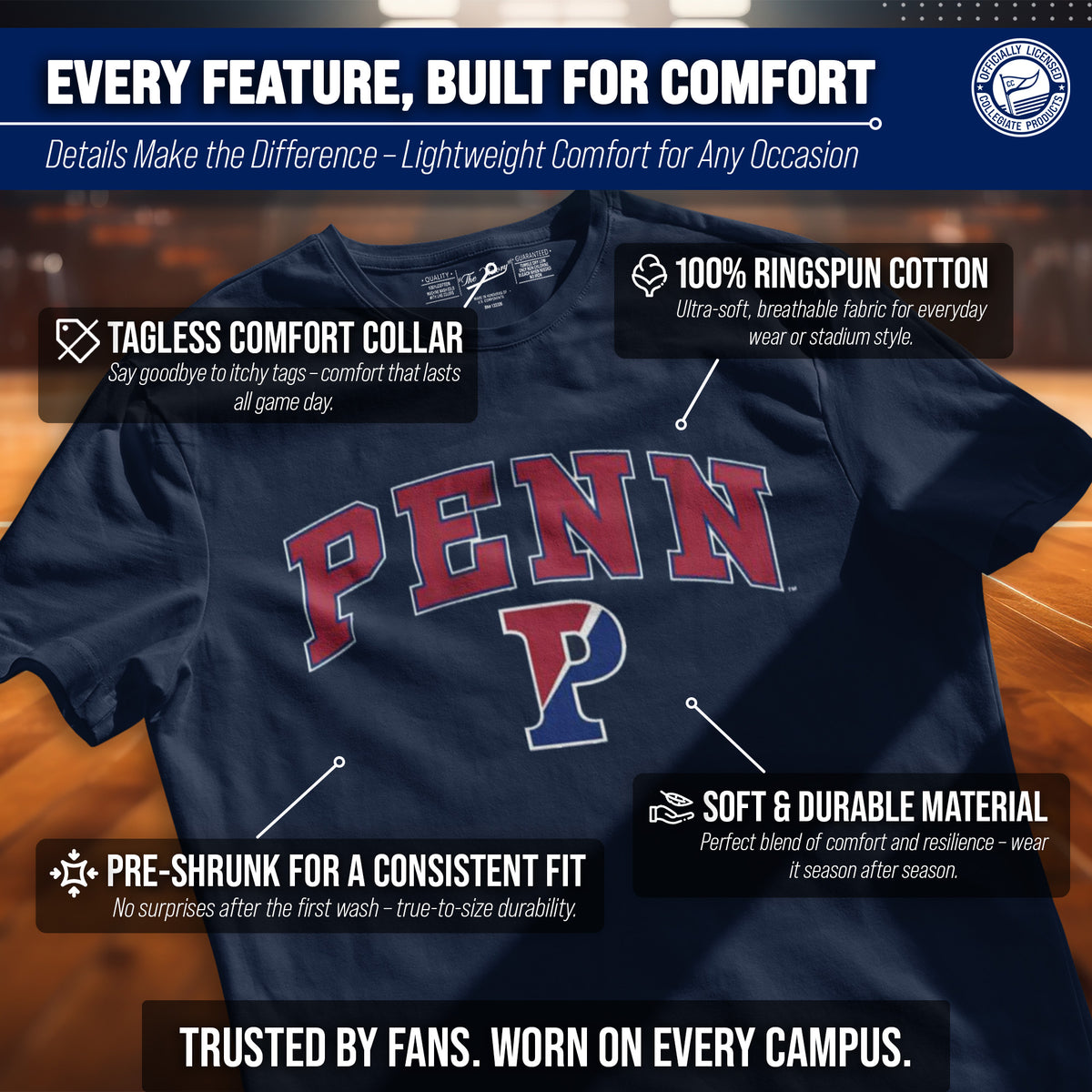 Penn Quakers Gameday Cotton T-Shirt for Men and Women