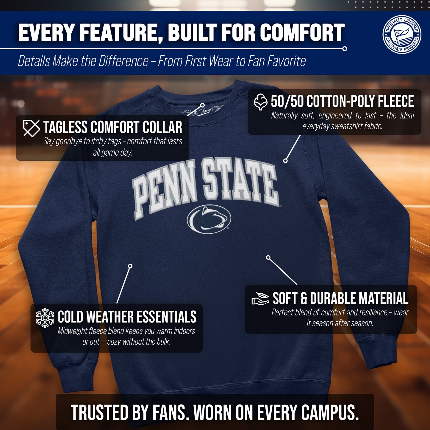 Penn State Nittany Lions Adult Tackle Twill Crewneck - Navy