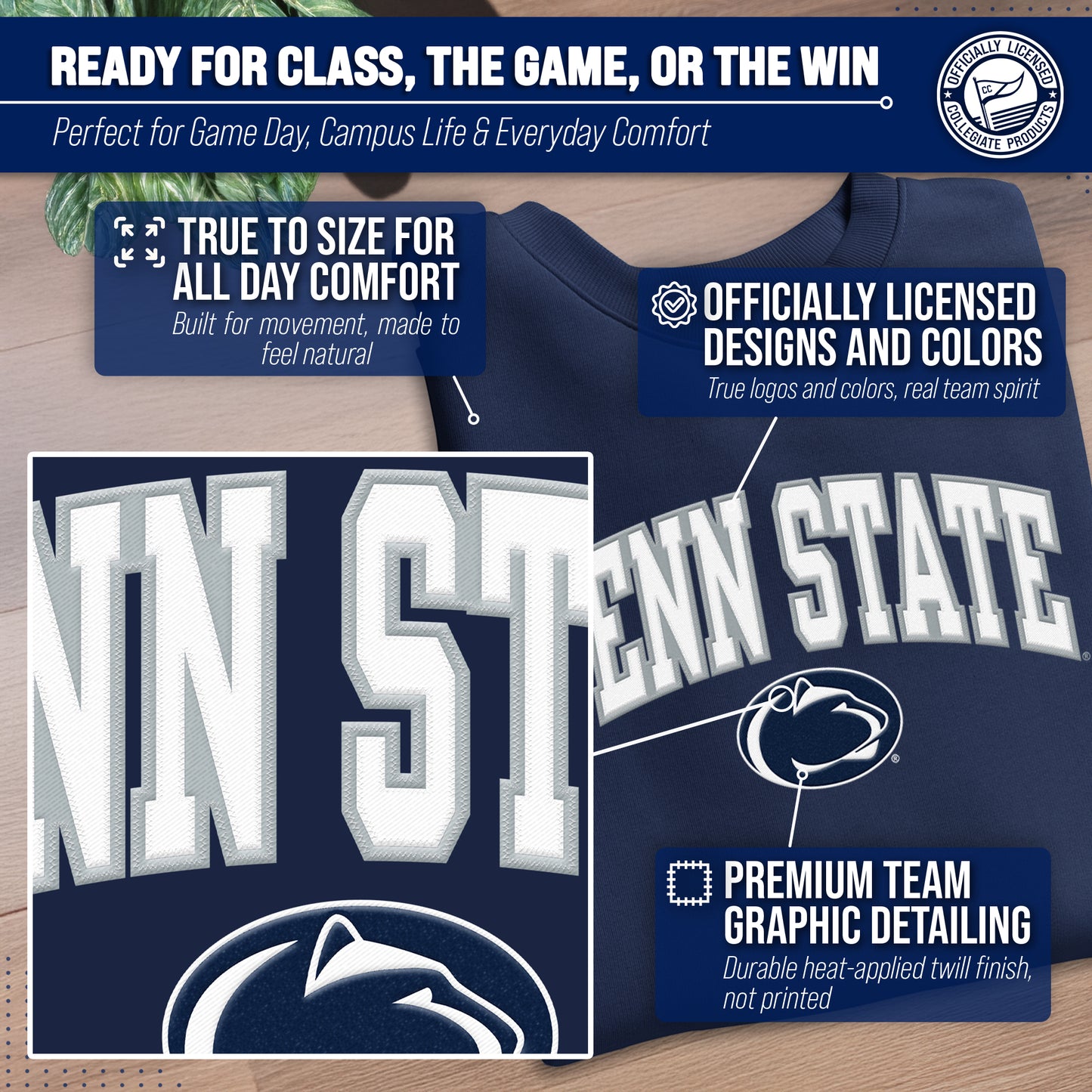 Penn State Nittany Lions Adult Tackle Twill Crewneck - Navy