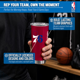 Philadelphia 76ers NBA Basketball 20oz Stainless Steel Vacuum Insulated Game Day Tumbler with Silicone Grip - Red