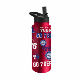 Philadelphia 76ers NBA Basketball 34oz Stainless Steel Vacuum Insulated Game Day Water Bottle with Flip Straw Lid and Handle - Red
