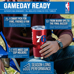 Philadelphia 76ers NBA Basketball 30oz Stainless Steel Vacuum Insulated Game Day Tumbler with Silicone Grip - Red