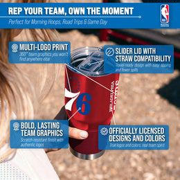 Philadelphia 76ers NBA Basketball 30oz Stainless Steel Vacuum Insulated Game Day Tumbler with Silicone Grip - Red