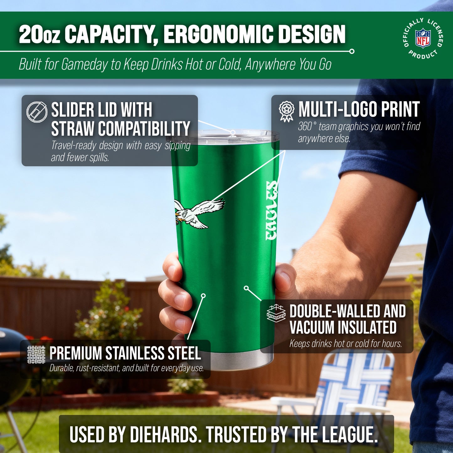 Philadelphia Eagles NFL 20oz Gameday Stainless Steel Tumbler - Kelly Green