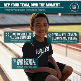 Philadelphia Eagles NFL Youth Modern Endzone Football T-Shirt Unisex Tag Free Comfortable - Black